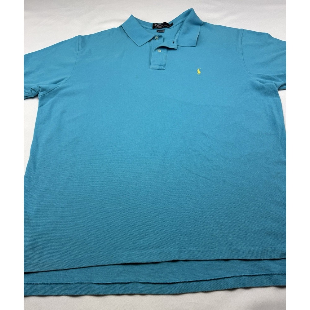 Vintage Polo Ralph Lauren Shirt Mens 2XL TTG Teal Short Sleeve Yellow Pony Rare